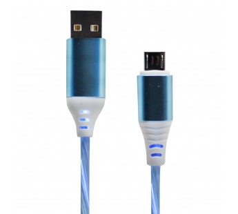 Кабель USB - micro USB - светящийся (blue)#390226