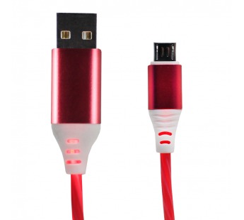 Кабель USB - micro USB - светящийся (red)#390218