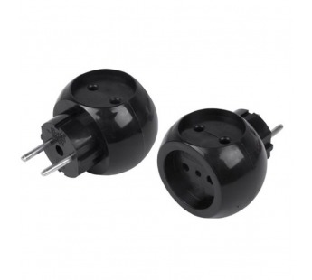 Тройник электрический «Шар» 220 В 6 А черный REXANT (1/50)#2007109