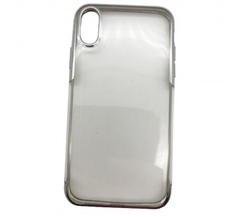 Чехол iPhone XR Силикон прозрачный Xром бока Серебро#394721