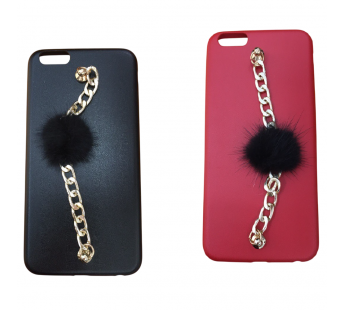 Чехол iPhone 6/6S Plus кожа с цепочкой красный/черный#2134495