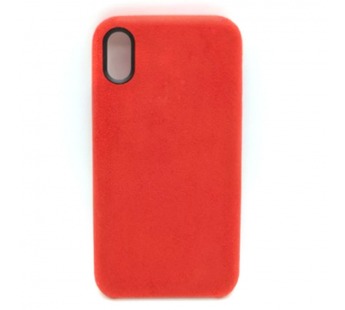 Чехол iPhone X/XS Alcantara Case в упаковке Красный#404105