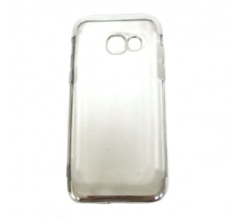 Чехол Samsung  A3 (2017) силикон Laser ободок хром серебро#1647727