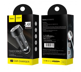 Адаптер Автомобильный HOCO Z7 Kingkong 2 USB (черный)#1693877