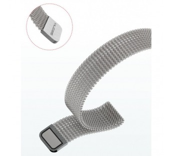 Металлический ремешок (миланская петля) на магните MiJobs для Xiaomi Mi Band 5 / 4 / 3 (серебро)#400095