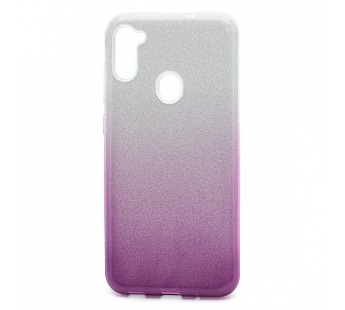 Чехол-накладка Fashion с блестками для Samsung Galaxy A11/M11 серебристо-фиолетовый#397705