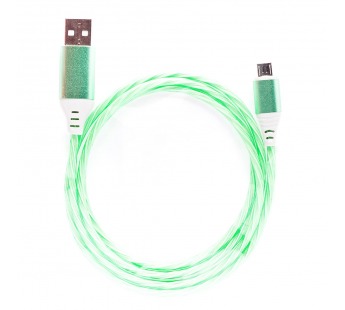 Кабель USB - micro USB - светящийся (green)#400189