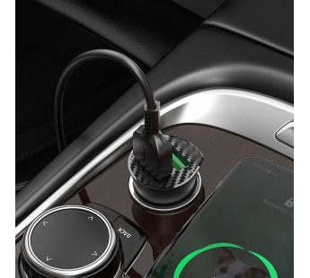 Адаптер автомобильный Hoco Z39 (QC 3.0), 2USB+кабель Type-C цвет черный#1691978