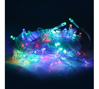 Гирлянда "Старт" 100 цветных светодиодов, 10м, прозрачный шнур, 8 режимов, 220V#401482
