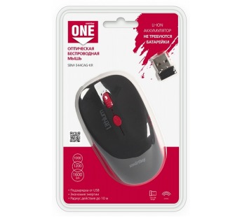                         Оптическая беспроводная мышь с зарядкой от USB Smartbuy 344 ONE черно-красная#1928587