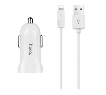 Адаптер Автомобильный Hoco Z2 1USB/5V/1.5A +lightning (white)#1588322