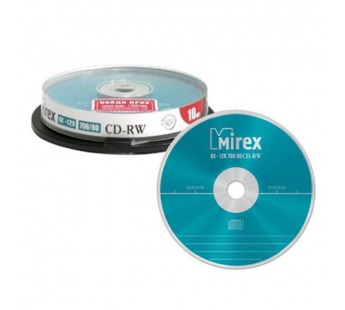 Диск CD-RW MIREX 700Мб 4X-12X Cake box 10 (10/300)#407036