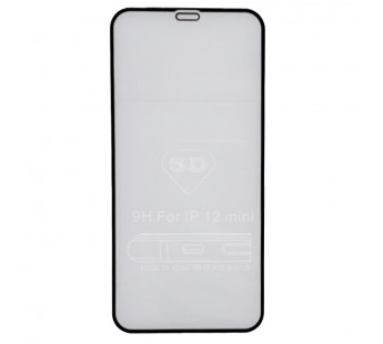 Защитное стекло iPhone 12 Mini (5.4) 5D (тех упаковка) 0.3mm Черное#1654887