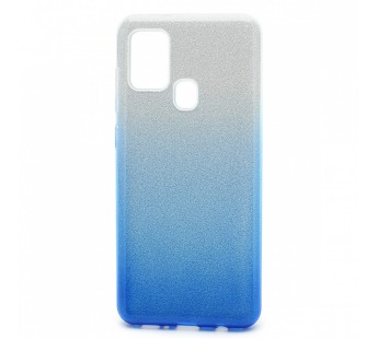 Чехол-накладка Fashion с блестками для Samsung Galaxy A21S серебристо-голубой#407196