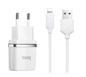 Адаптер Сетевой HOCO C12 + кабель Apple Lightning (White)#1394900