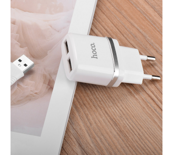 Адаптер Сетевой HOCO C12 + кабель Apple Lightning (White)#1394903