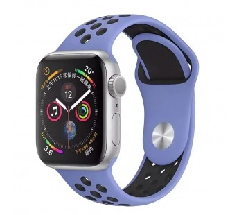 Ремешок Watch Series 38/40мм силиконовый (перфорированный) сиренево-черный#1738962