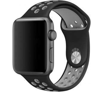 Ремешок Watch Series 38/40мм силиконовый (перфорированный) черно-серый#417832