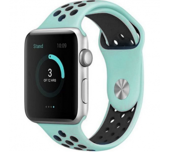 Ремешок Watch Series 42/44/45/49 мм силиконовый (перфорированный) мятно-черный#417886