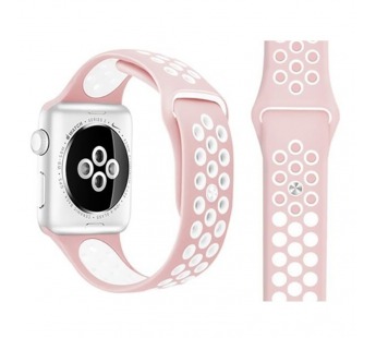 Ремешок Watch Series 42/44/45/49 мм силиконовый (перфорированный) розово-белый#2069234