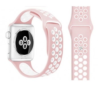 Ремешок Watch Series 42/44/45/49 мм силиконовый (перфорированный) розово-белый#417885