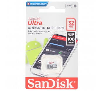 Карта памяти MicroSD 32GB SanDisk Class 10 Ultra Light UHS-I (100 Mb/s) без адаптера#410481