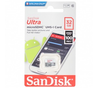 Карта памяти MicroSD 32GB SanDisk Class 10 Ultra Light UHS-I (100 Mb/s) без адаптера#2074017