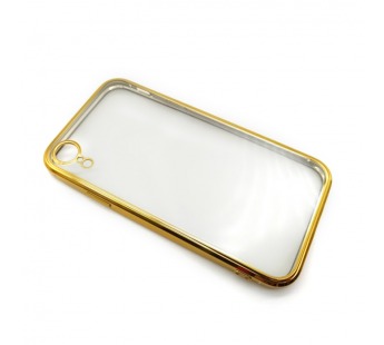 Чехол iPhone XR Силикон Прозрачный (Style under iPhone 12) Золотой#2101106