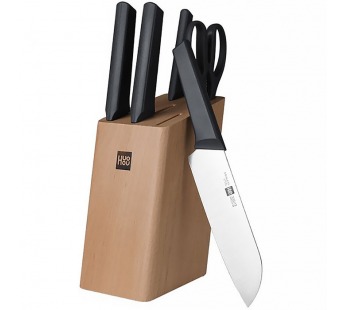 Набор кухонных ножей Xiaomi Huo Hou Fire Kitchen Steel Knife Set с подставкой (6 предметов)#412830