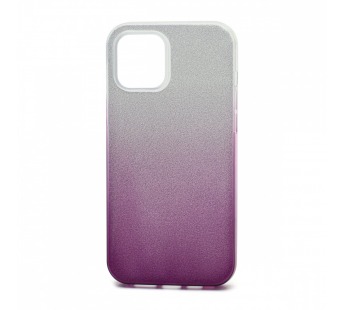                                 Чехол силикон-пластик iPhone 12/12 Pro (6,1") Fashion с блестками серебристо-фиолетовый
