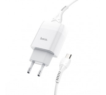 Адаптер Сетевой Hoco C73A Glorious 2USB/5V/2.4A + кабель micro USB (white)#1410356