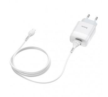 Адаптер Сетевой Hoco C73A Glorious 2USB/5V/2.4A + кабель micro USB (white)#1410357