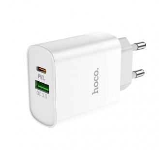 Адаптер сетевой HOCO C80A (1-USB 3.1A/1-Type-C) (белый)#1561174