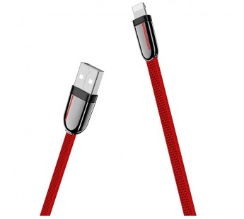 Кабель USB HOCO (U74) для iPhone Lightning 8 pin (1,2м) плоский (красный)#418658