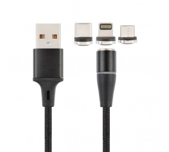 Кабель USB VIXION (K30) Lightning/micro/type-c (1м) магнитный (черный)#447769