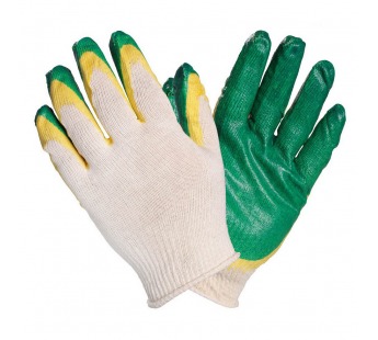 Перчатки AIRLINE ХБ с двойным латексным покрытием ладони, зеленые, 1 пара,#425329