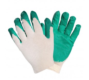 Перчатки AIRLINE ХБ с латексным покрытием ладони, зеленые (1 пара)#425330