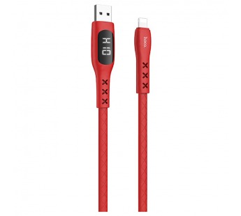 Кабель USB HOCO (S6) Sentinel LCD для iPhone Lightning 8 pin (1,2м) (красный)#422411