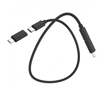 Кабель USB HOCO (U86) Treasure 3 в 1 (Lightning + MicroUSB + Type-C) (черный)#422406