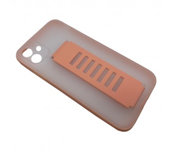 Чехол iPhone 11 Ladder матовый с ремешком Светло-Коралловый#1752571