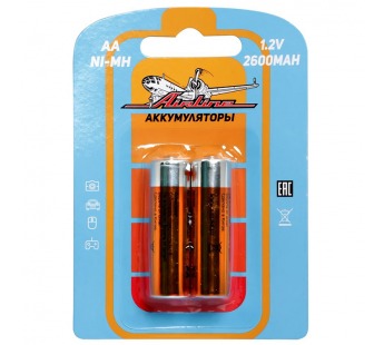 Батарейки AIRLINE AA/HR6 аккумулятор Ni-Mh 2600 mAh 2шт#424853