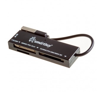 Картридер Smartbuy 717, USB 2.0 - SD/microSD/MS/M2, черный (SBR-717-K)#2141964