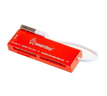 Картридер Smartbuy 717, USB 2.0 - SD/microSD/MS/M2 красный (SBR-717-R)#2141970