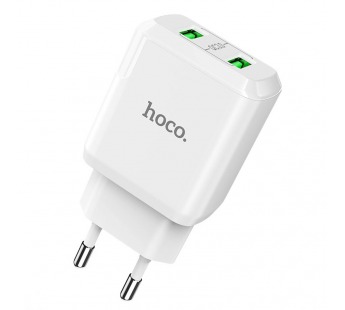 Сетевое зарядное устройство USB Hoco N6 ( 3A, 2 порта, быстрая зарядка QC 3.0) Белый#1554137