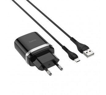 Адаптер Сетевой Hoco C12Q QC3.0 + кабель микро USB чёрный#1561313
