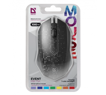 Мышь оптическая DEFENDER Event MB-754, черный, USB, проводная, Количество кнопок: 2 + колесо-кнопка#1950298