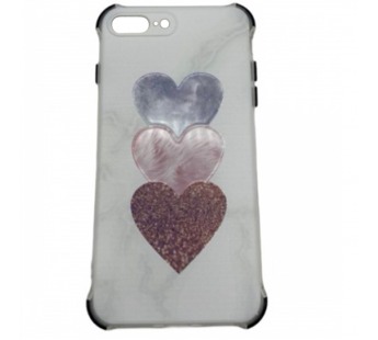 Чехол iPhone 7/8 Plus Силикон Противоударный принт Сердца Белый#432931