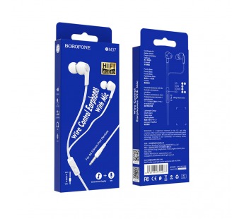 Проводные наушники Borofone BM37 Noble sound (white)#2025513