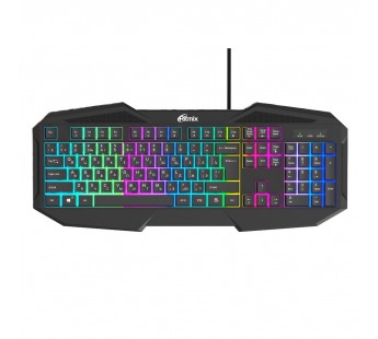 Клавиатура RITMIX RKB-550 Black,USB, игровая, многоцветная подсветка, 104 кл,, мембранная, кабель 1,5#437913