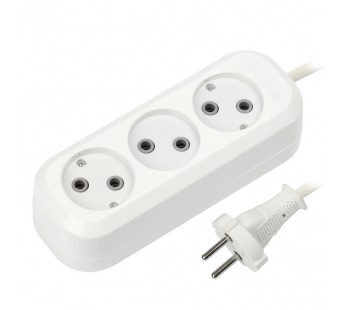 Удлинитель SmartBuy 3 гнезда 1, 5 метра 6А/1, 35кВт без заземления ШВВП 2х0, 75 (SBE-10-3-1, 5-F)/60#437961